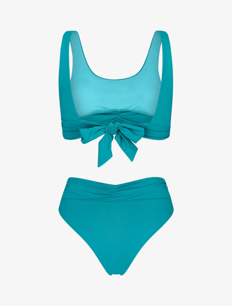Bikini brassière à effet plissé - turquoise - Image 2