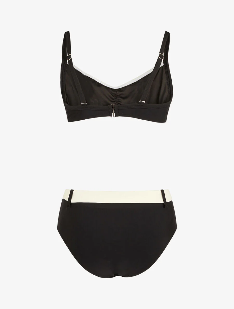 Bikini brassière et culotte montante ceinturée - Noir - Image 2