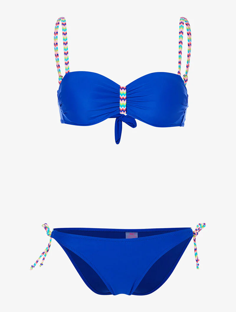 Bikini bretelles zig-zag - bleu roi