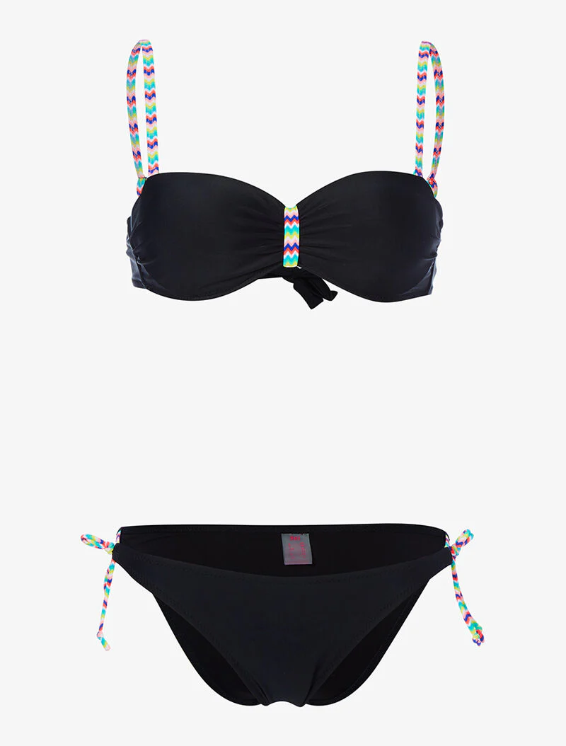 Bikini bretelles zig-zag - noir