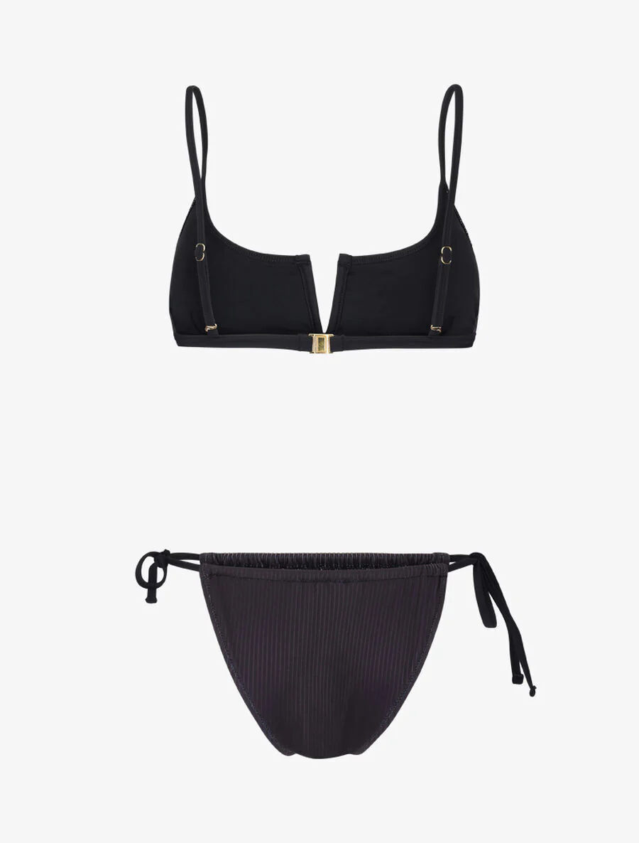 Bikini côtelé à fente - Noir - Image 2