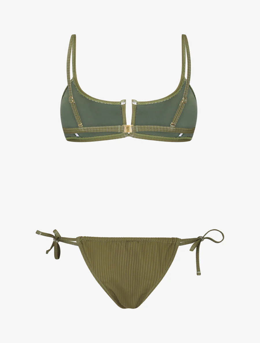 Bikini côtelé à fente - Kaki - Image 2