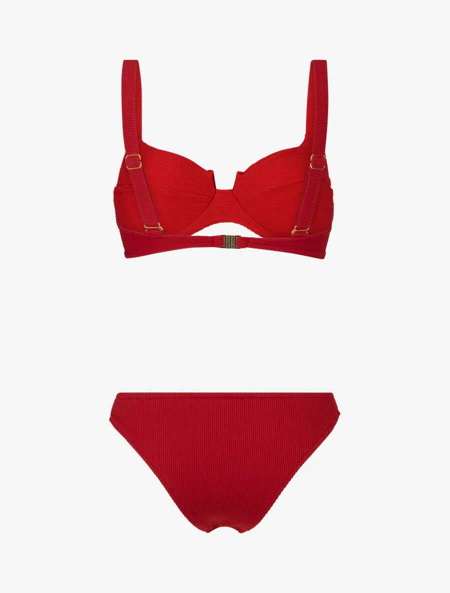 Bikini côtelé échancré - Rouge - Image 2