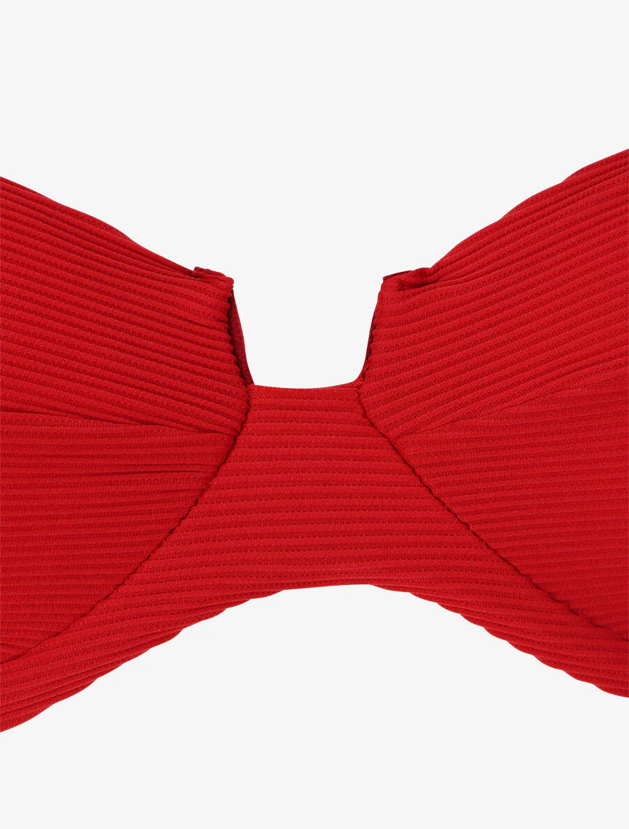 Bikini côtelé échancré - Rouge - Image 3