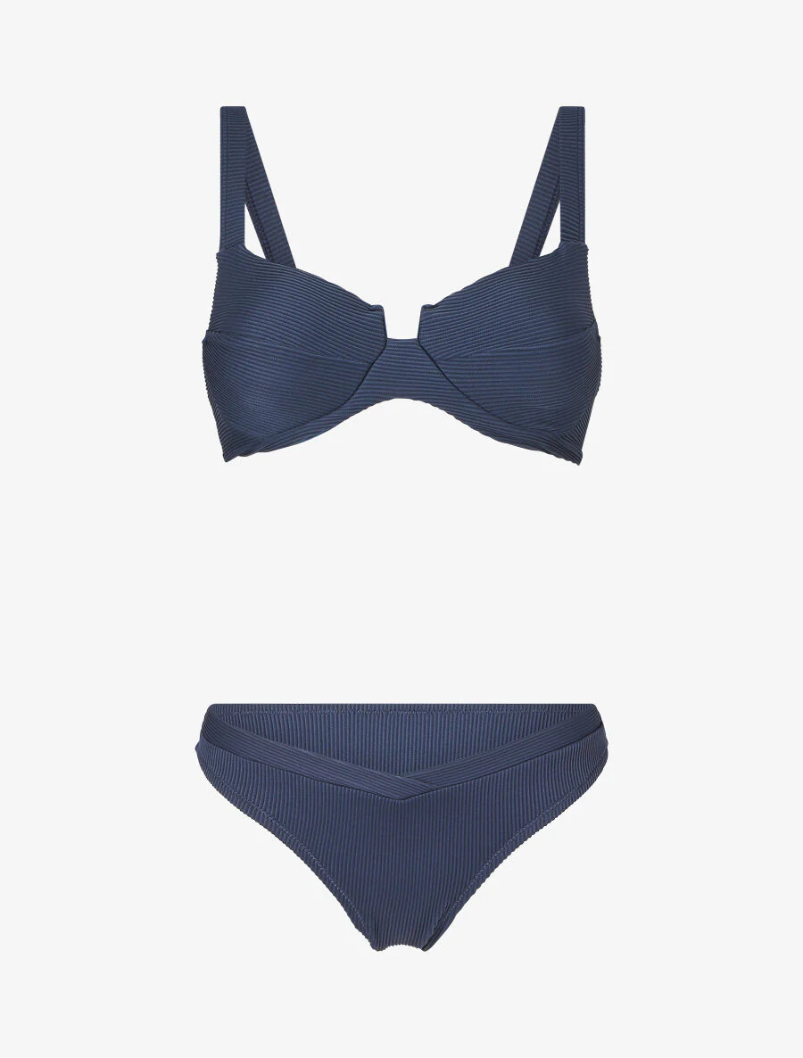 Bikini côtelé échancré - Marine