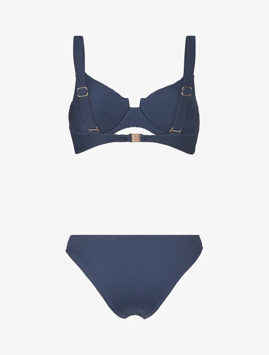 Bikini côtelé échancré - Marine - Image 2