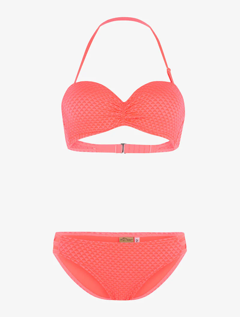 Bikini coutures losanges - corail
