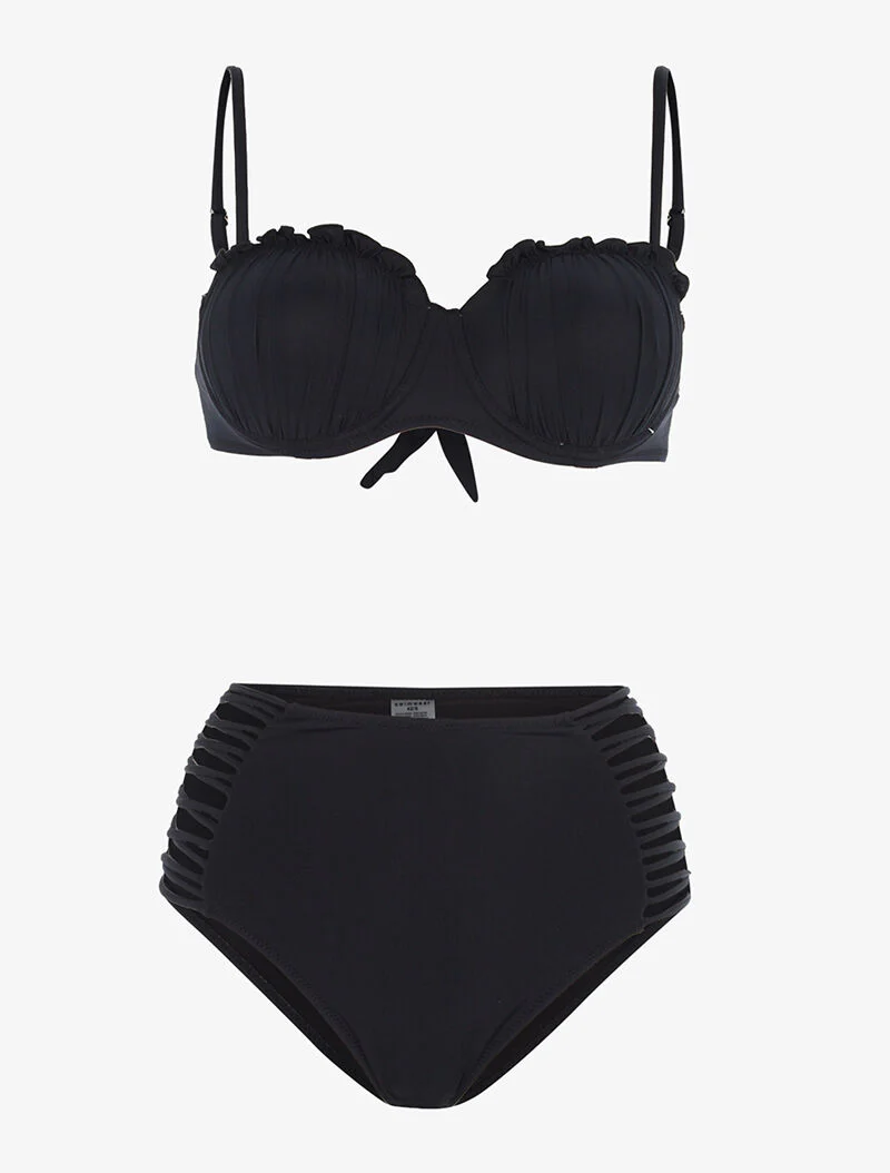 Bikini culotte lace out - noir