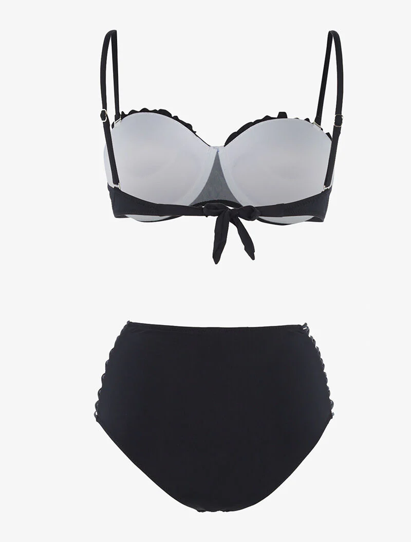 Bikini culotte lace out - noir - Image 2