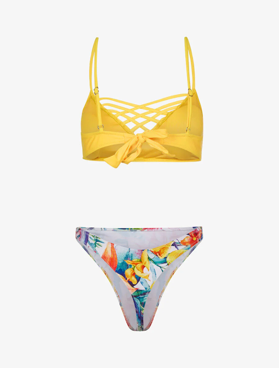 Bikini dépareillé à imprimé floral - Jaune - Image 3