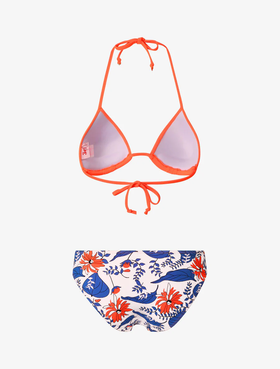 Bikini dépareillé fleuri - Orange fluo - Image 2