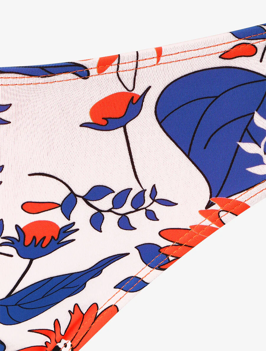 Bikini dépareillé fleuri - Orange fluo - Image 3