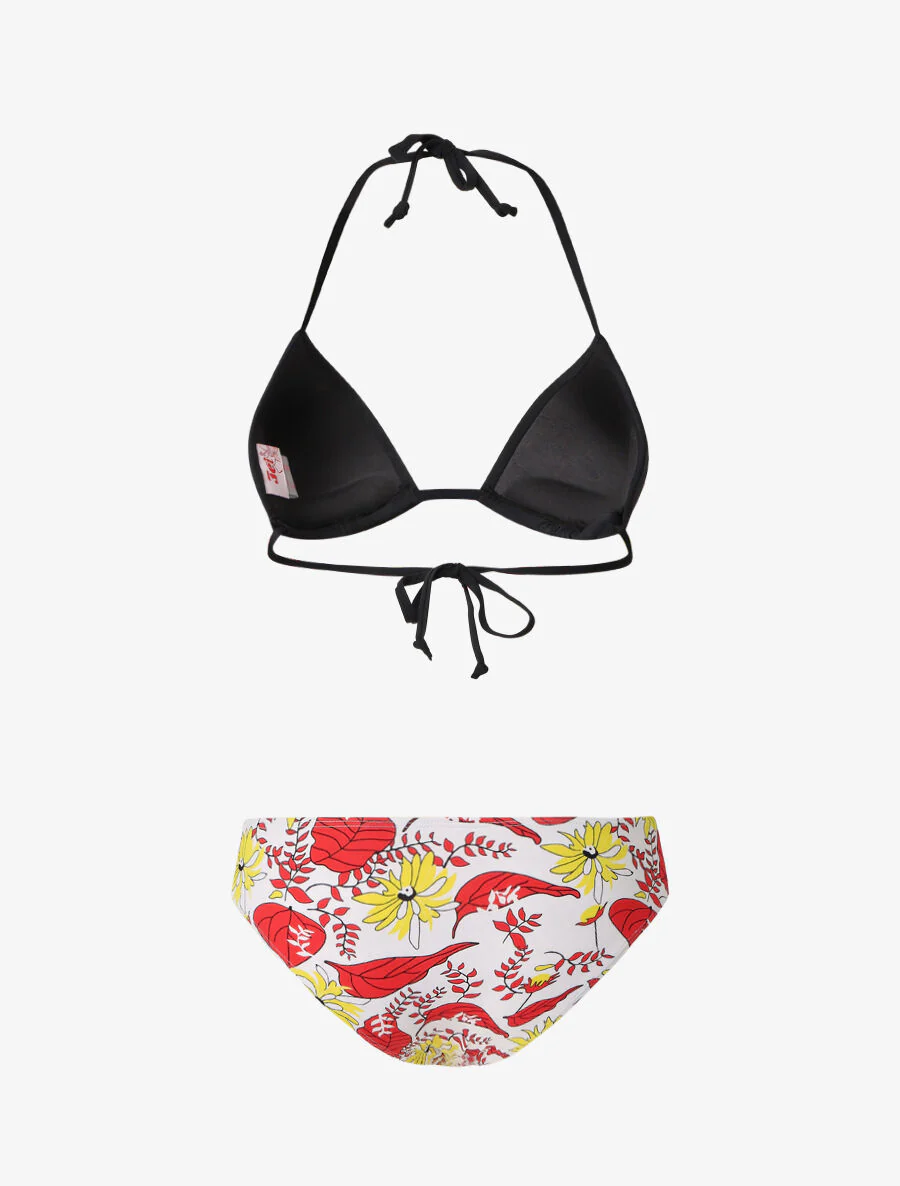 Bikini dépareillé fleuri - Noir - Image 2