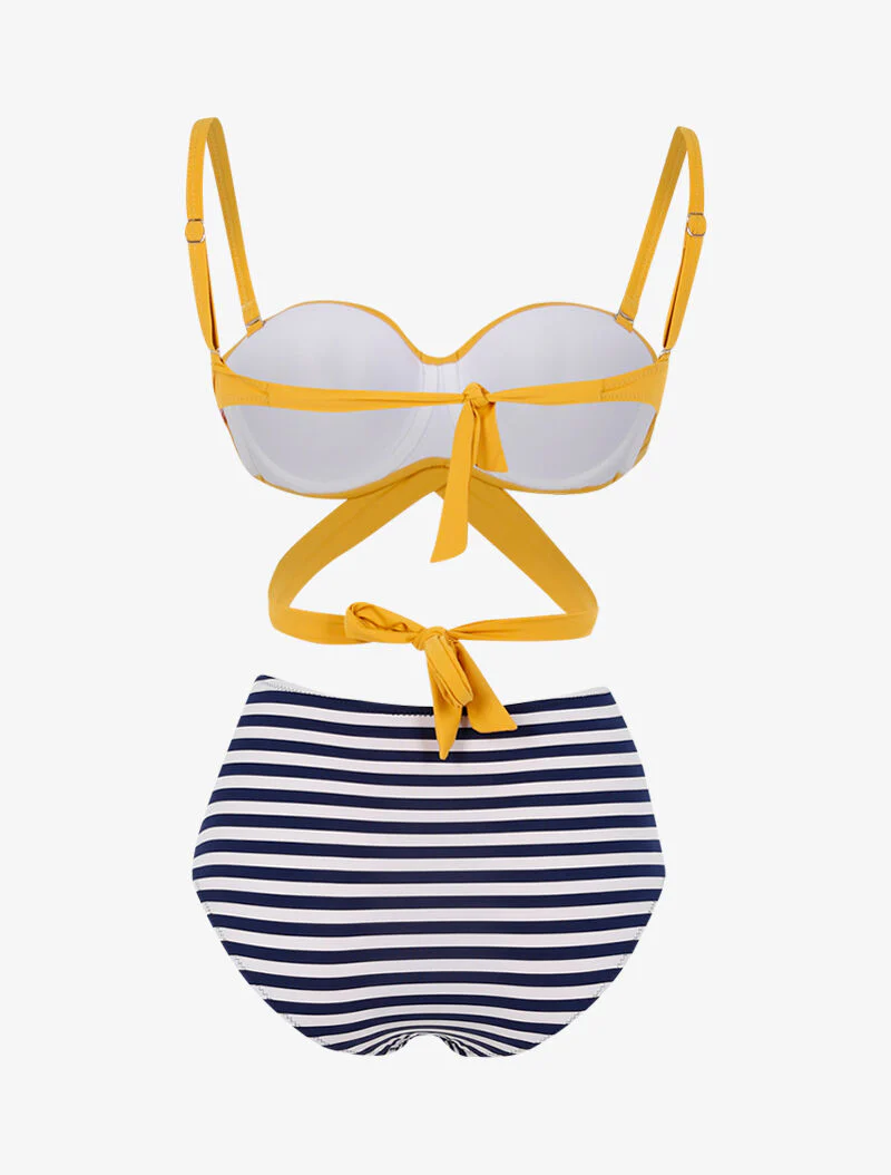 Bikini dépareillé style marinière - jaune - Image 2