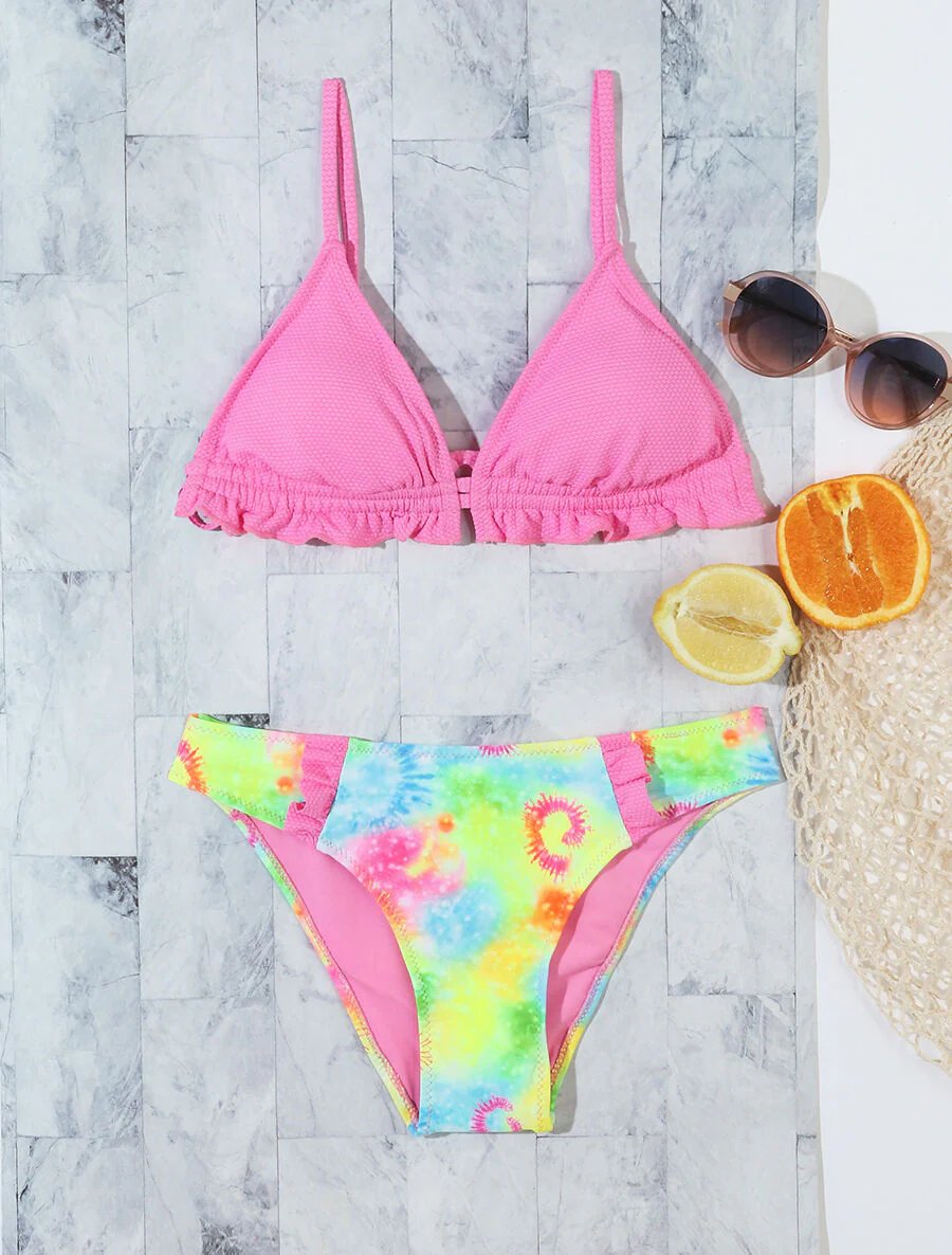 Bikini dépareillé tie and dye - Rose