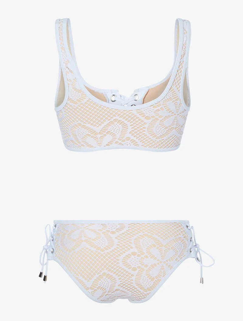 Bikini doublé en crochet - blanc/beige - Image 2