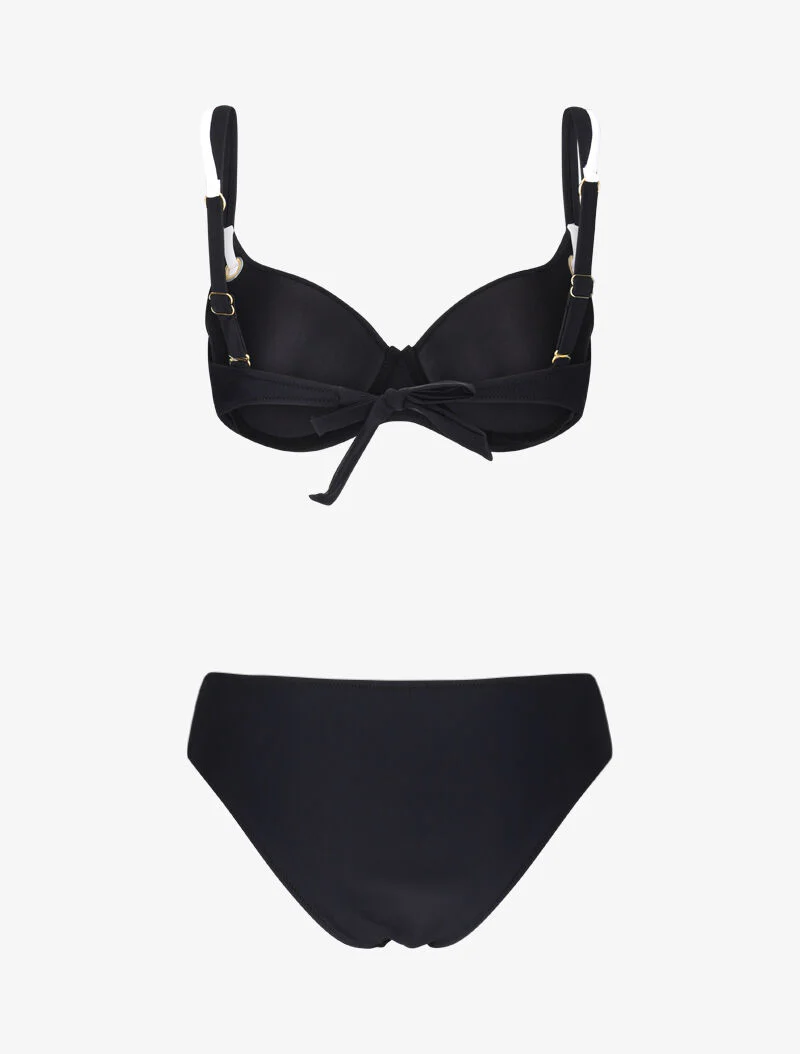 Bikini emboitant à oeillets et liens contrastants - noir - Image 2