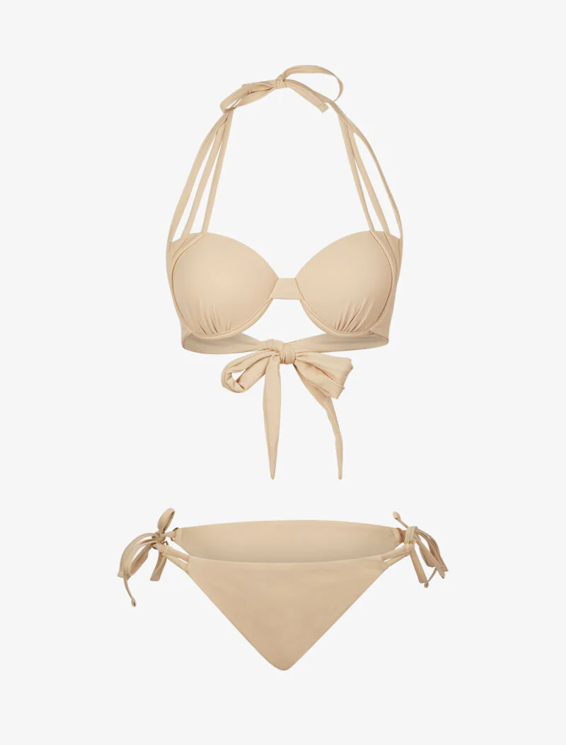 Bikini emboitant arrondi - beige