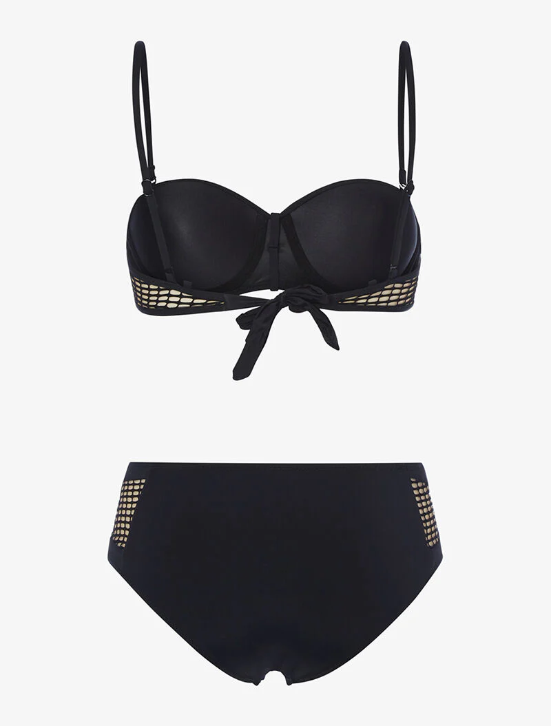 Bikini empiècements résille - noir - Image 2