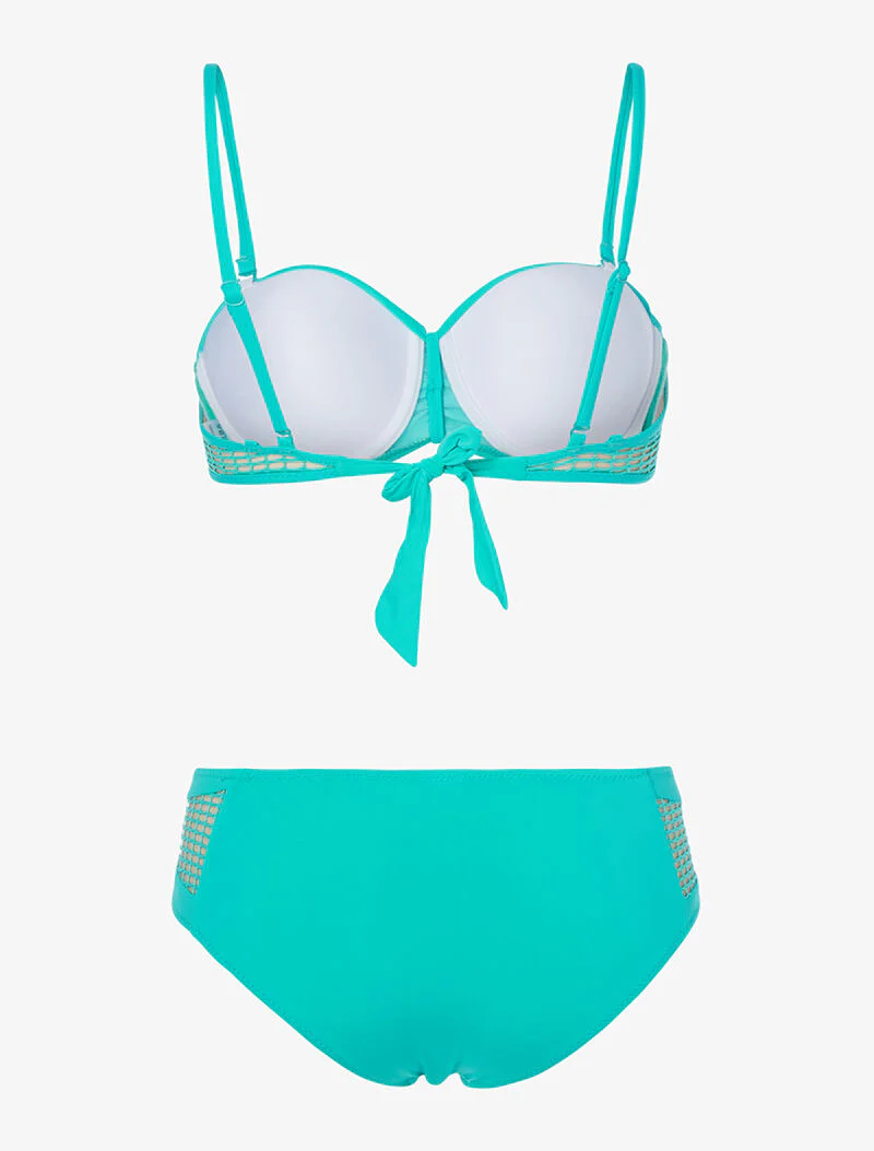 Bikini empiècements résille - turquoise - Image 2