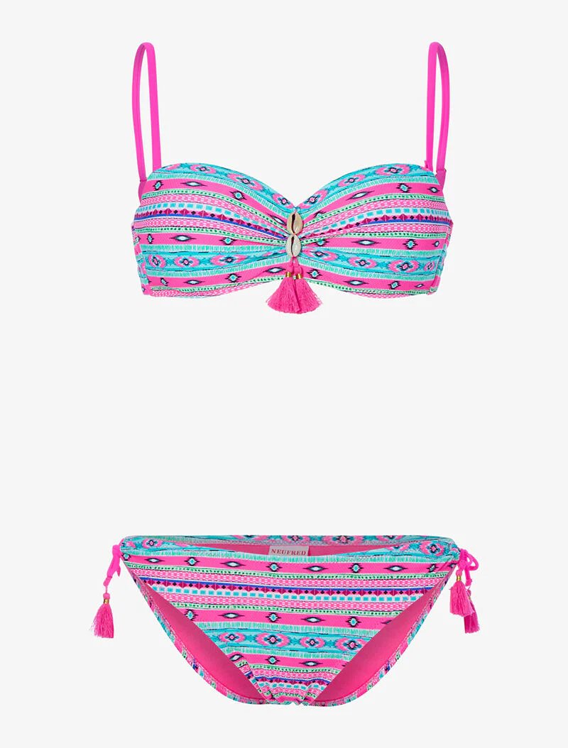Bikini flashy éthnique - rose/turquoise