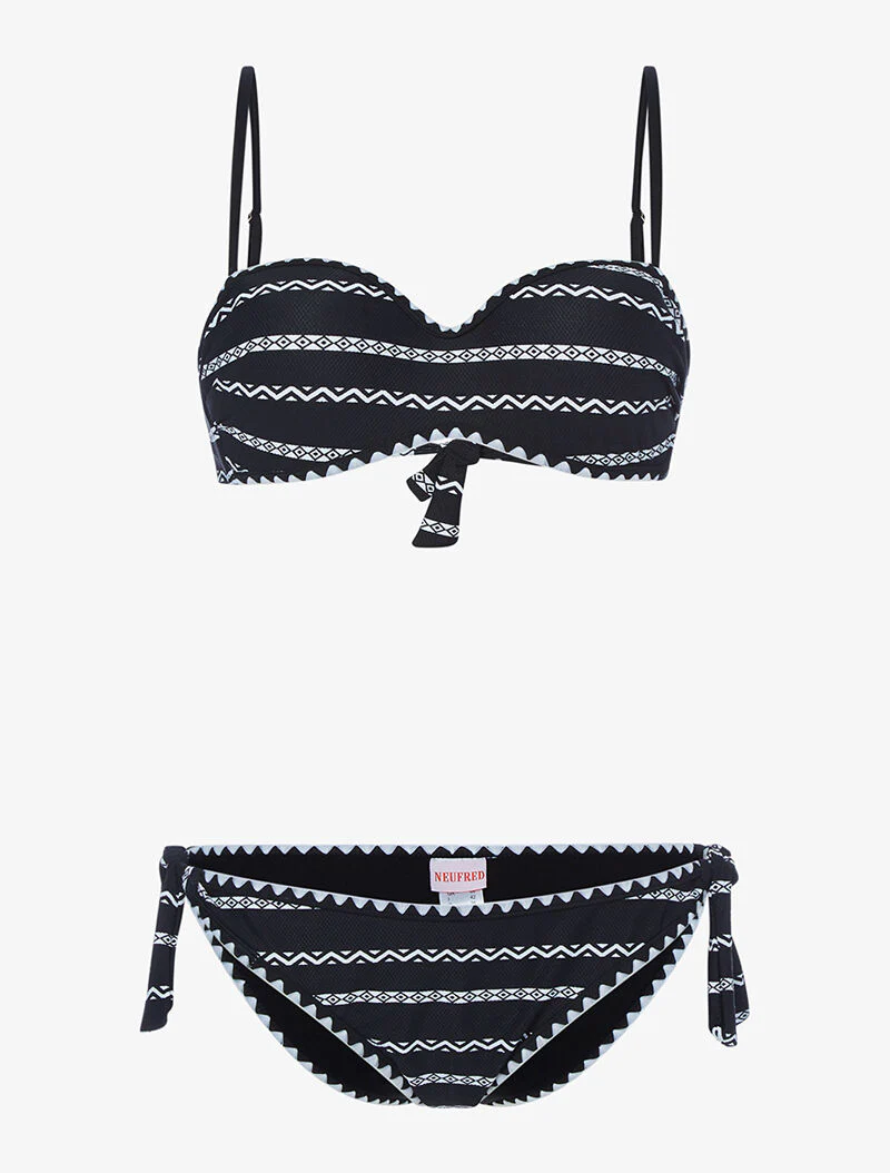 Bikini imprimé éthnique - noir/blanc