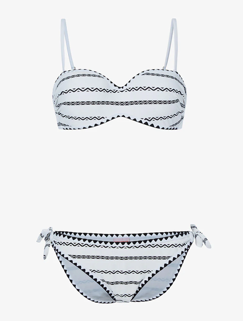 Bikini imprimé éthnique - blanc/noir - blanc et noir