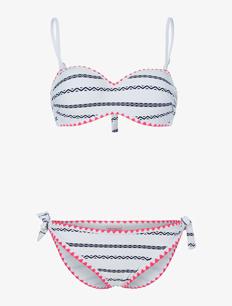 Bikini imprimé éthnique - blanc/marine