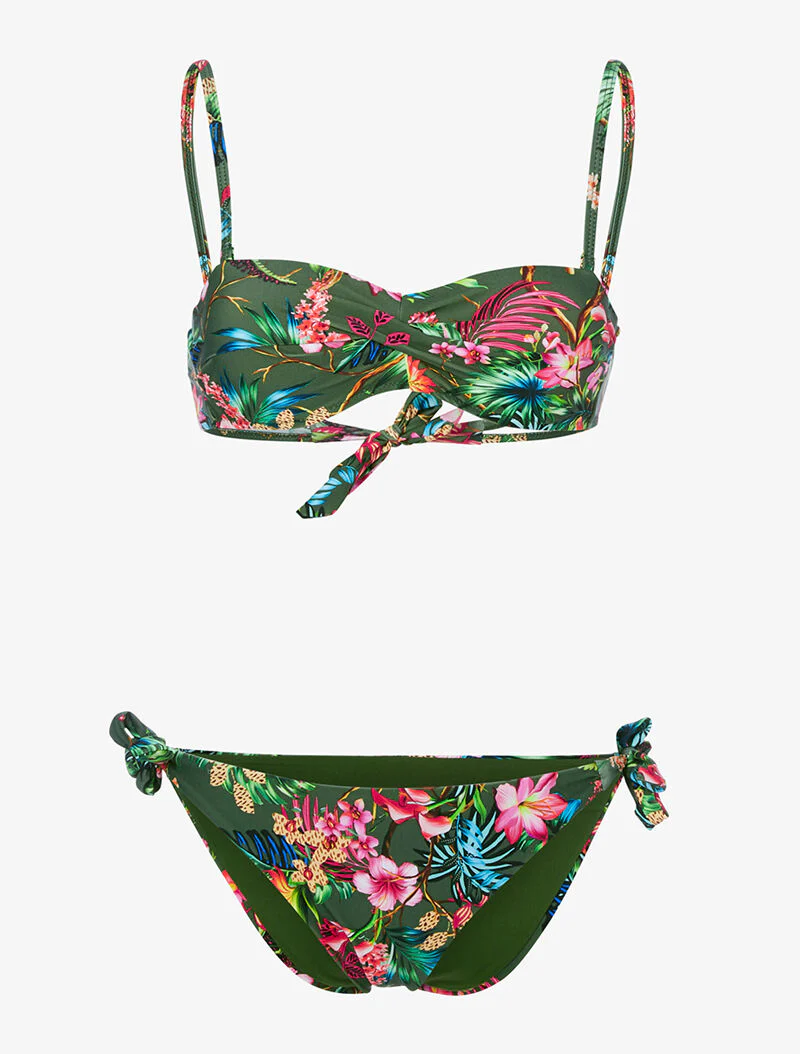 Bikini imprimé tropical - kaki
