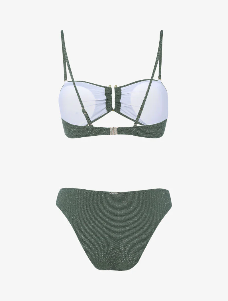Bikini lamé à armature dorée - kaki - Image 2