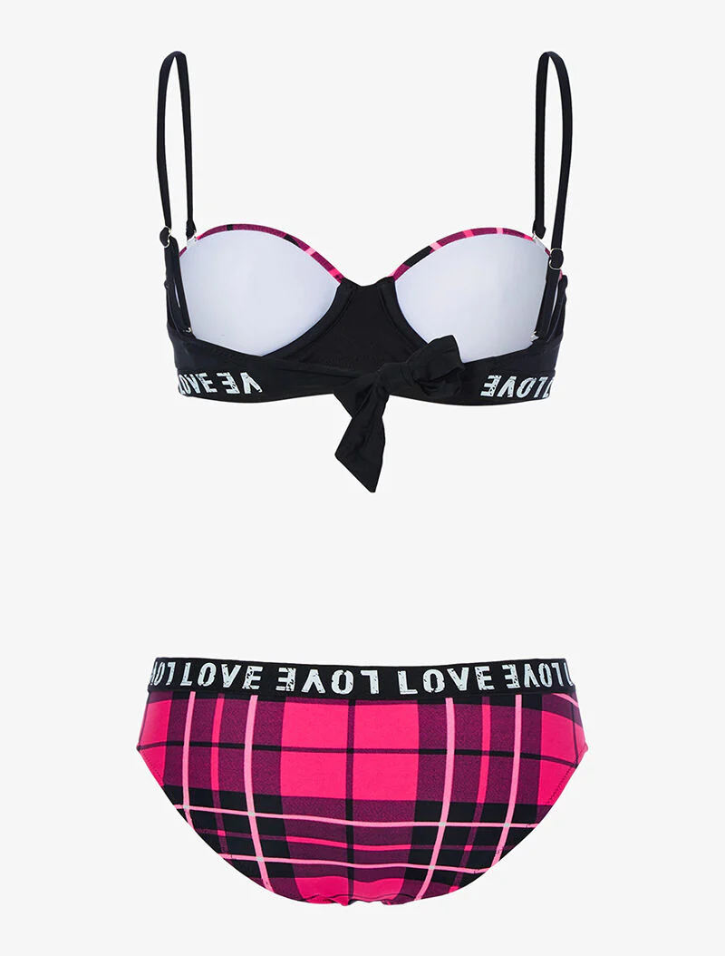 Bikini Love imprimé tartan - fushia - Image 2