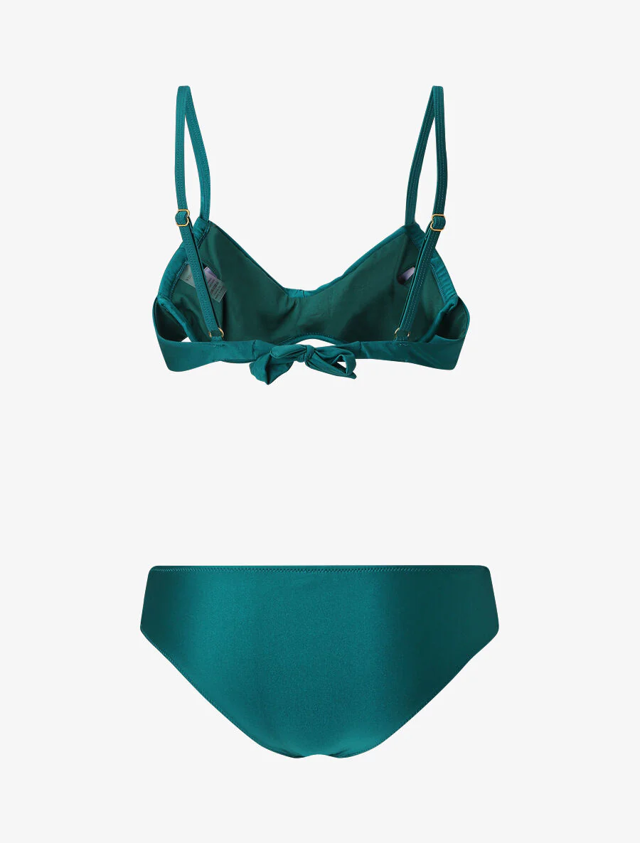 Bikini satiné et plissé - Bleu canard - Image 2