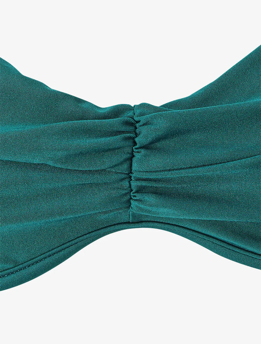 Bikini satiné et plissé - Bleu canard - Image 3