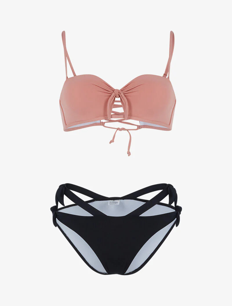 Bikini style dépareillé - rose/noir
