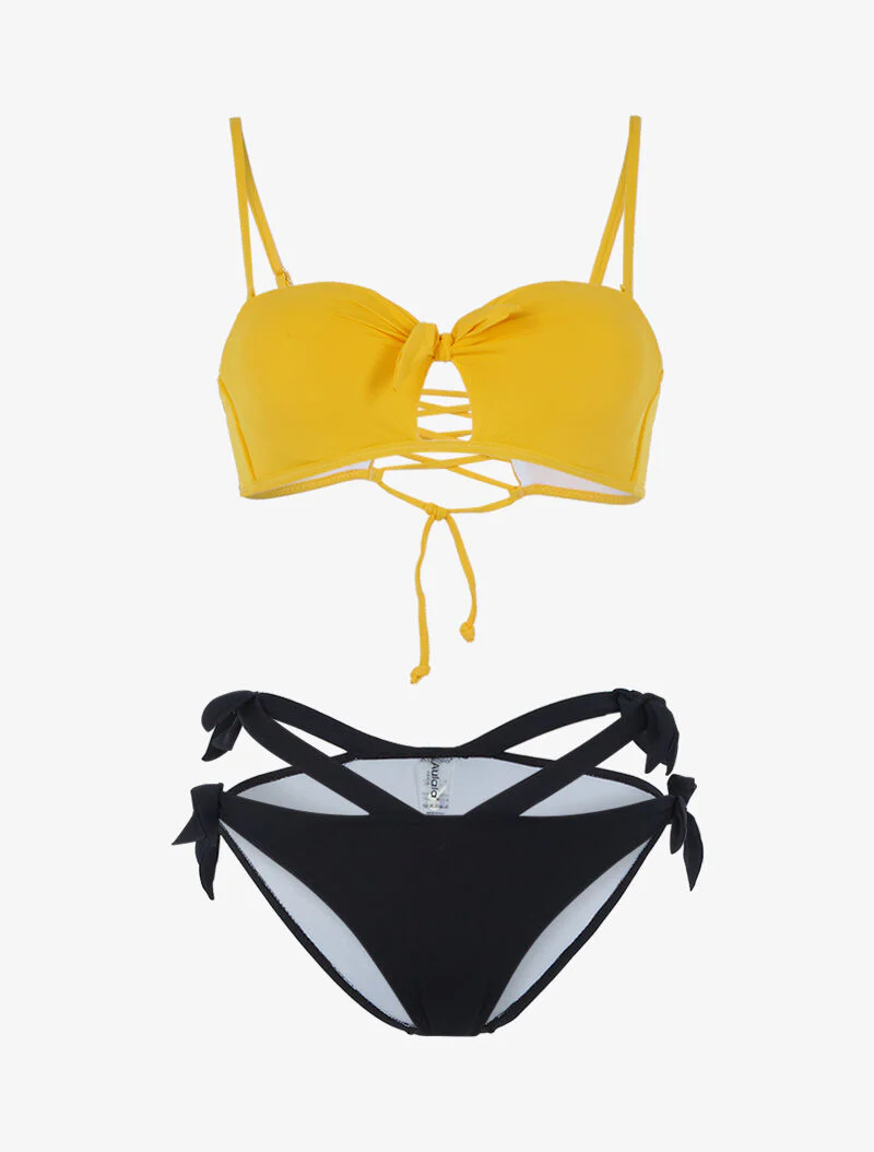 Bikini style dépareillé - jaune/noir