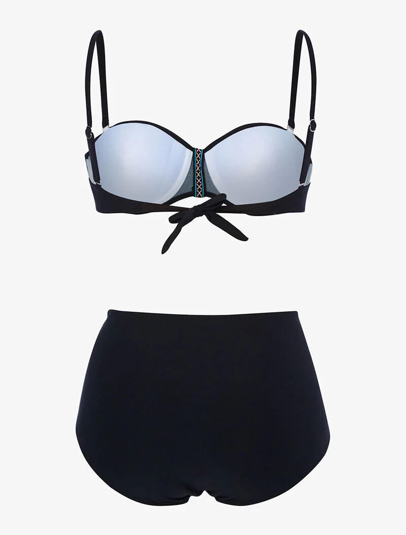 Bikini taille haute à lace brodé - noir - Image 2