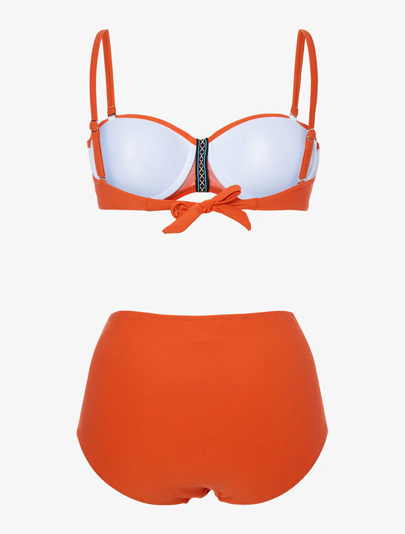 Bikini taille haute à lace brodé - orange - Image 2