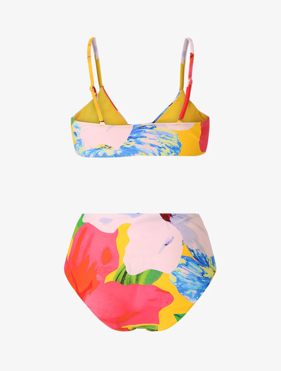 Bikini taille haute imprimé fantaisie - Jaune - Image 2