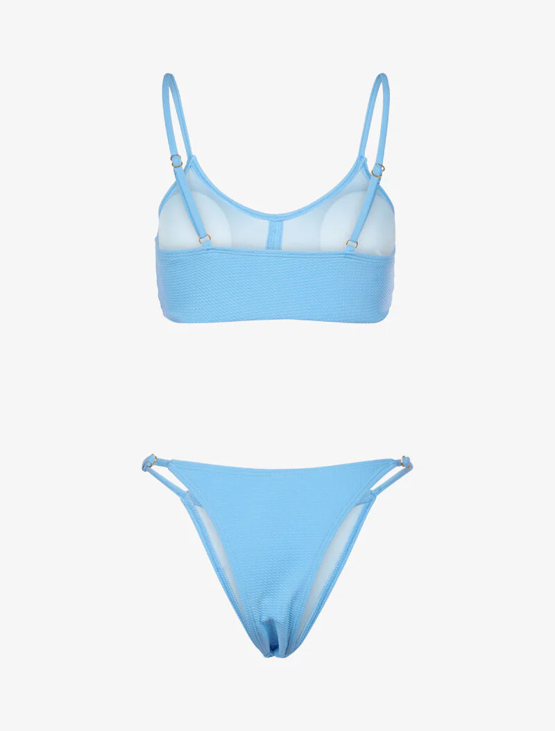 Bikini texturé et tanga - bleu ciel - Image 2