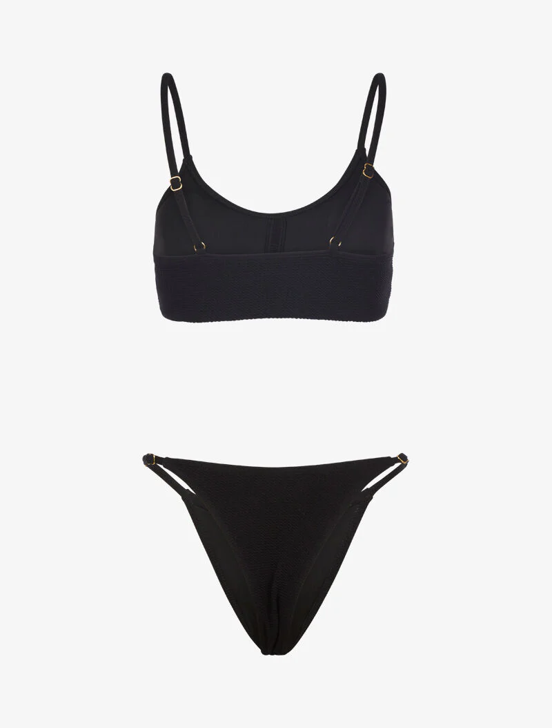 Bikini texturé et tanga - noir - Image 2