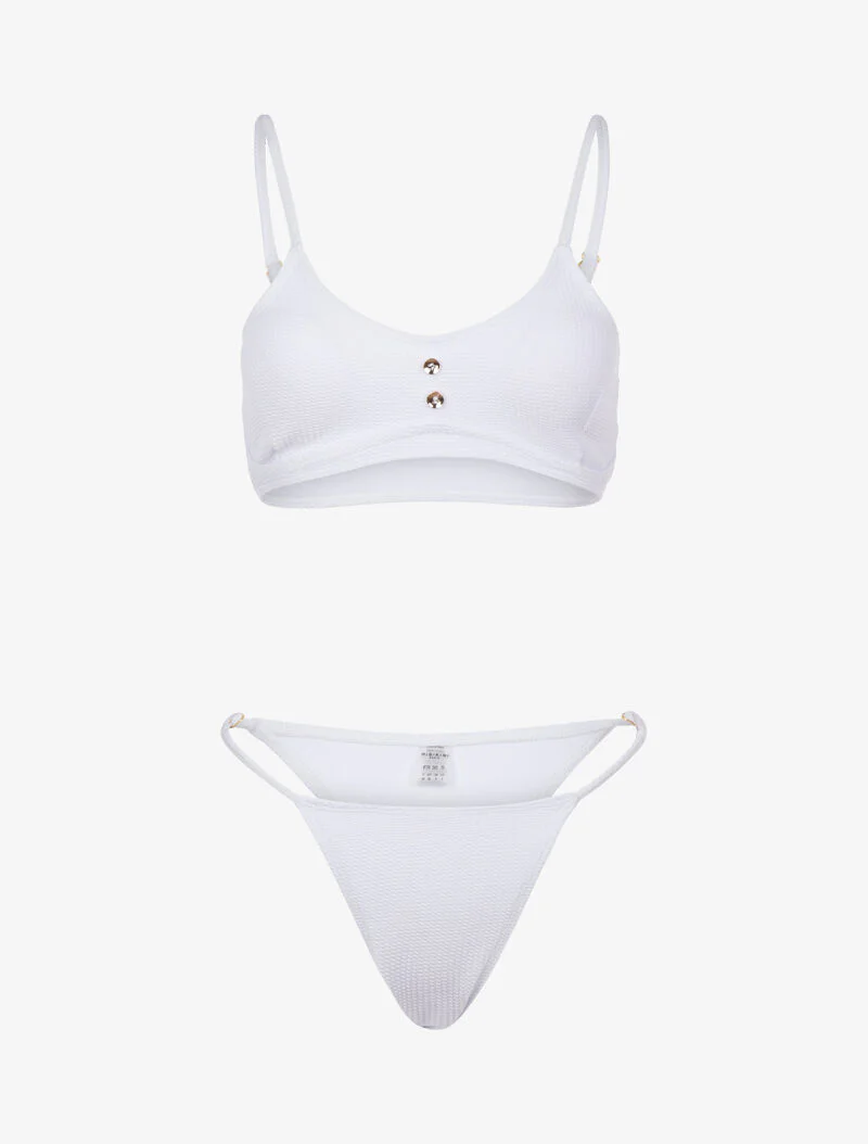 Bikini texturé et tanga - blanc