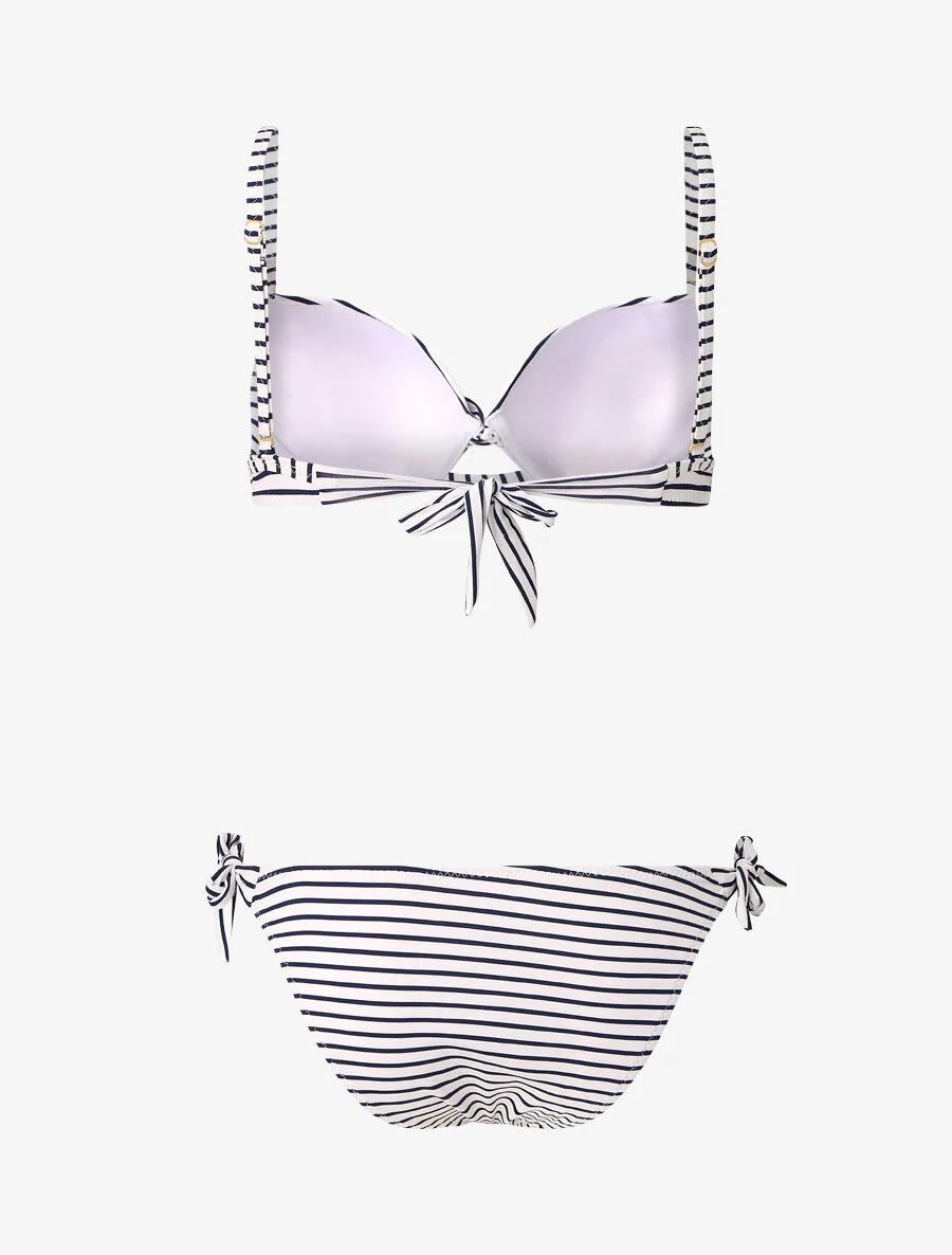 Bikini torsadé à rayures - Blanc - Image 2
