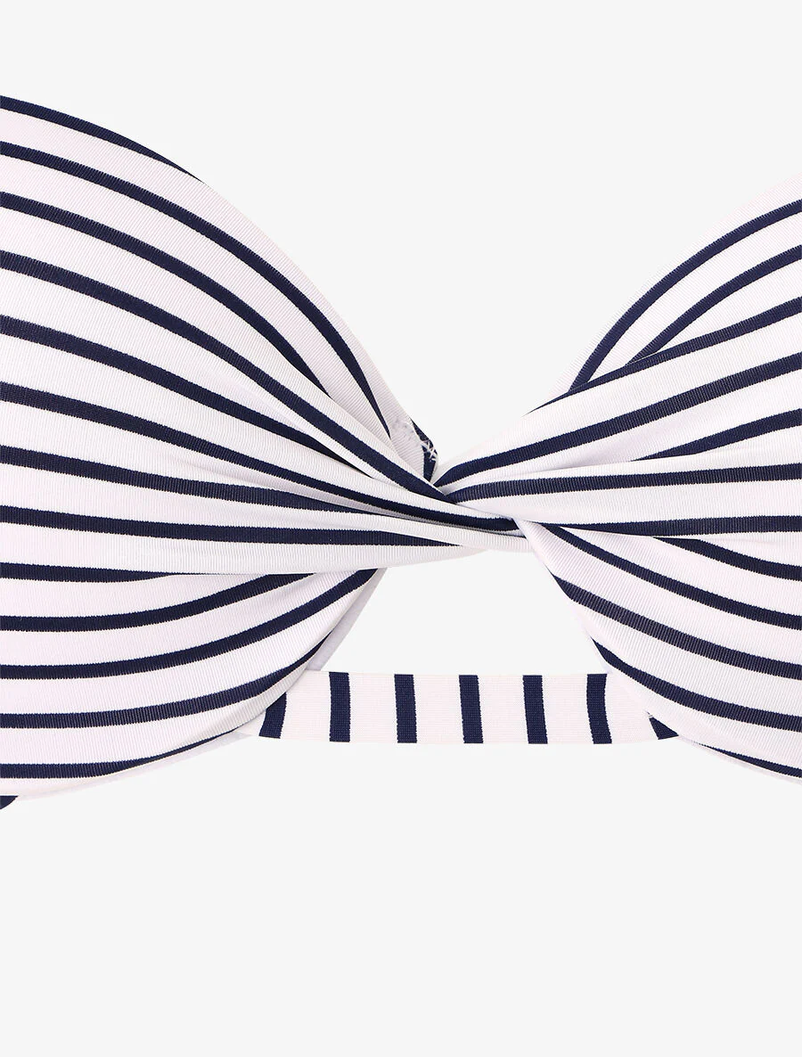 Bikini torsadé à rayures - Blanc - Image 3