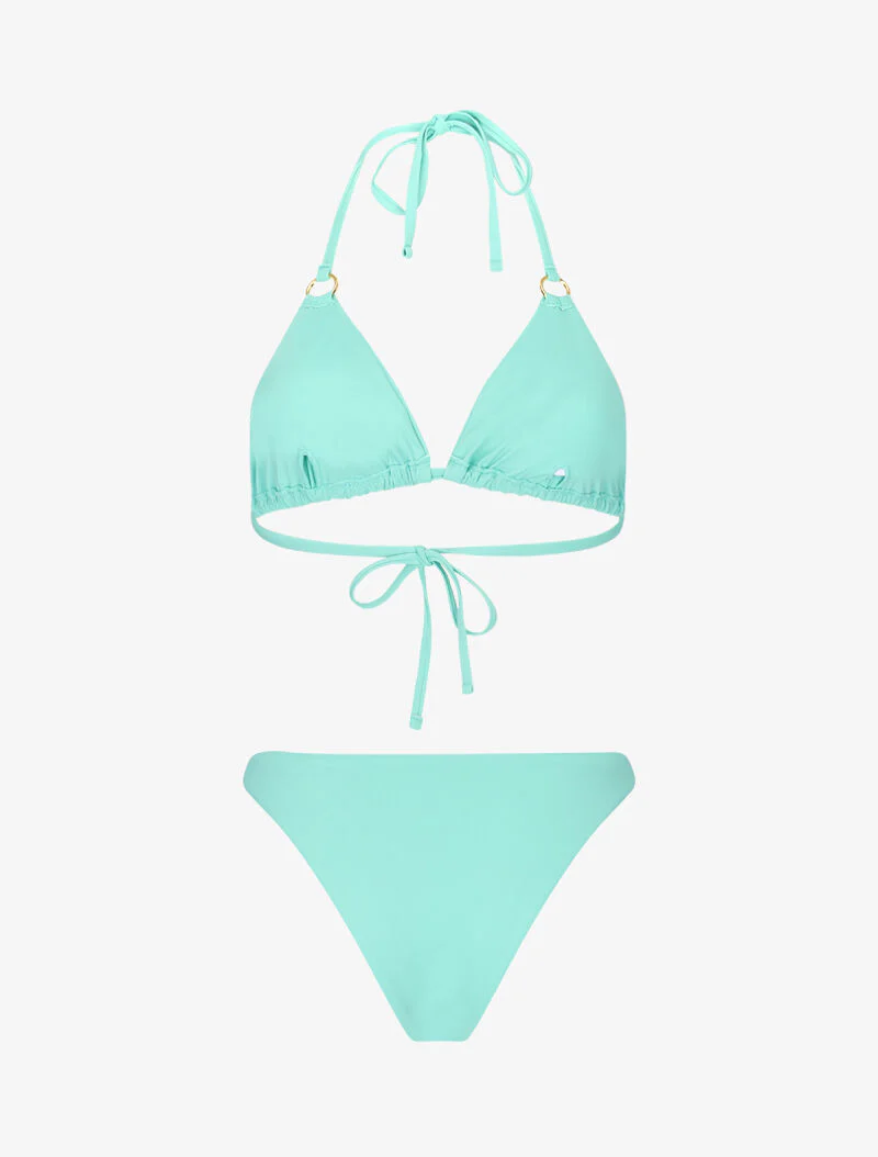 Bikini triangle à anneaux dorés - bleu clair - Image 2