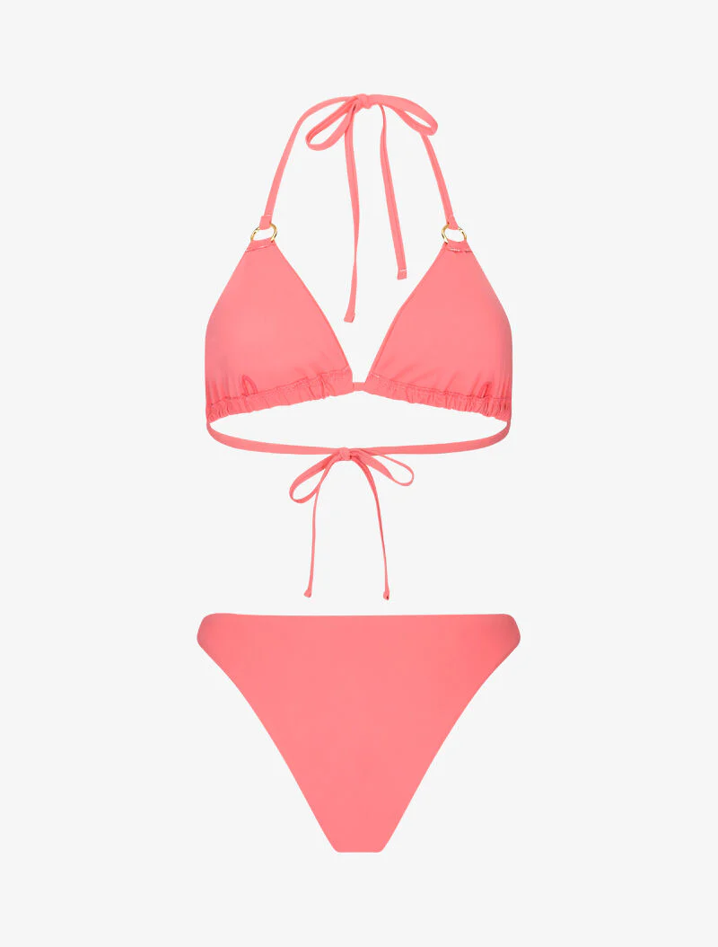 Bikini triangle à anneaux dorés - rose - Image 2