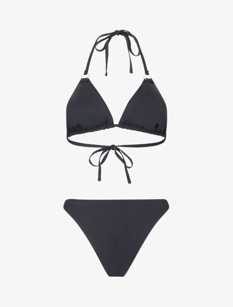Bikini triangle à anneaux dorés - noir - Image 2