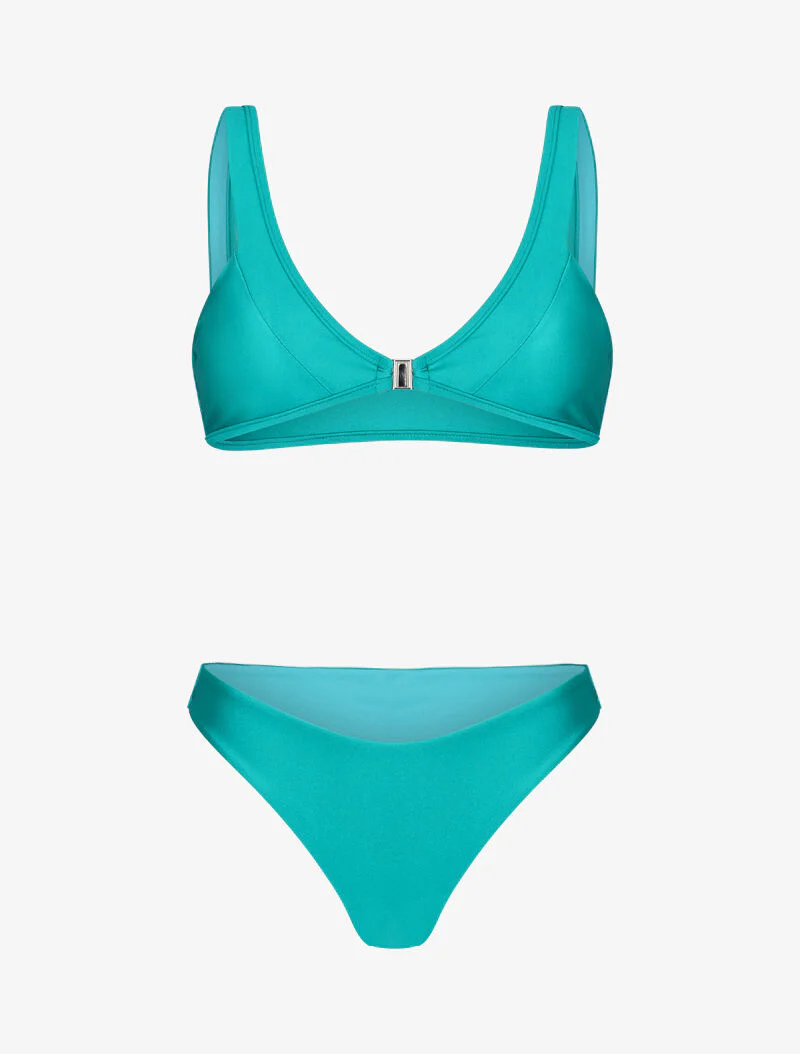 Bikini triangle à clip - turquoise