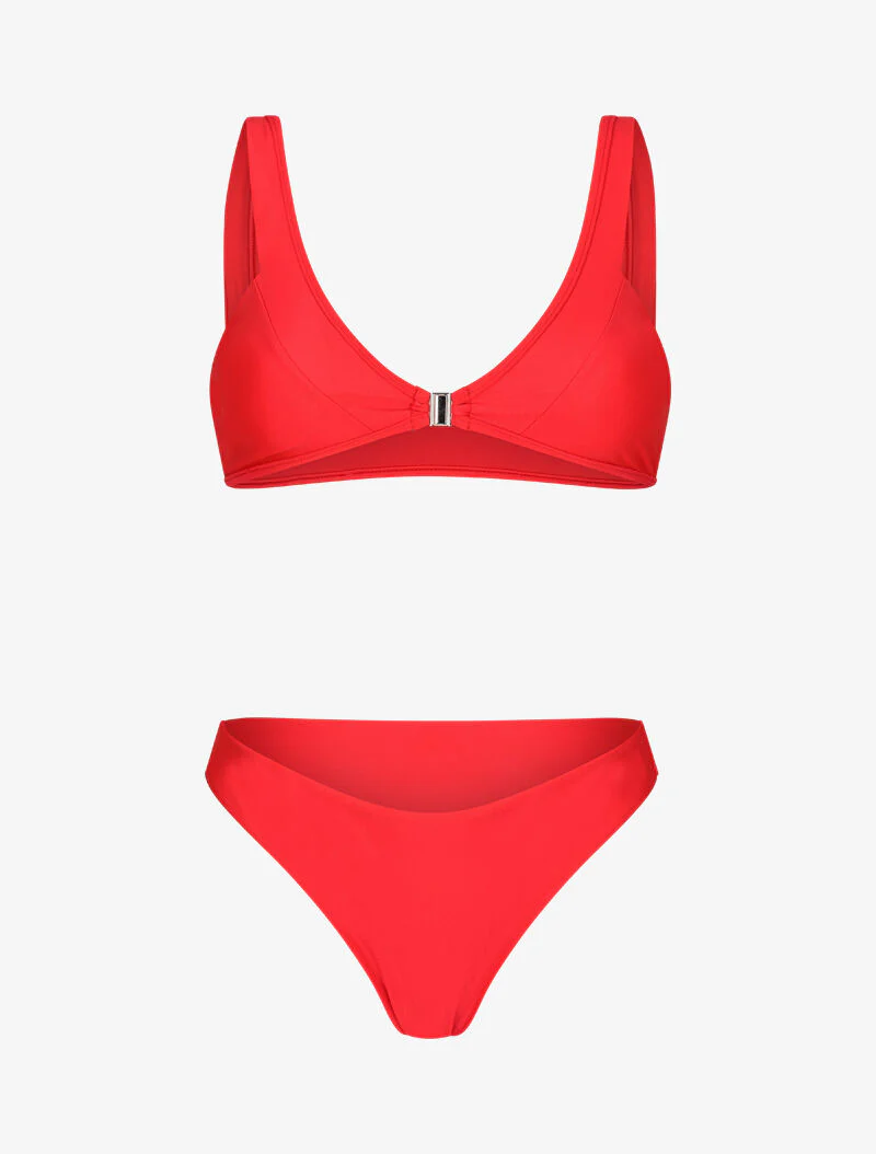 Bikini triangle à clip - corail