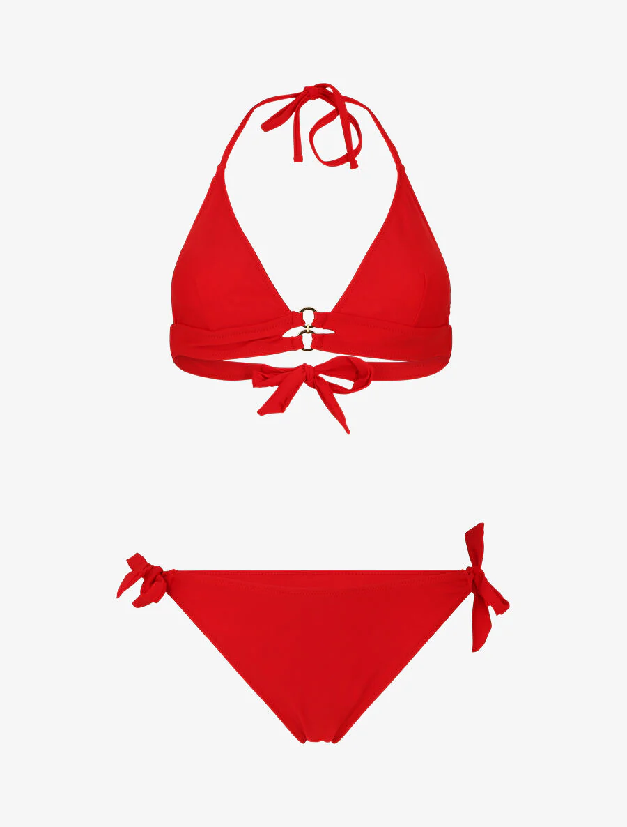Bikini triangle à detail anneaux - Rouge