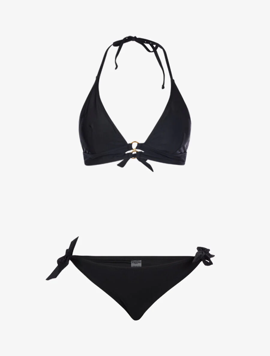 Bikini triangle à detail anneaux - Noir